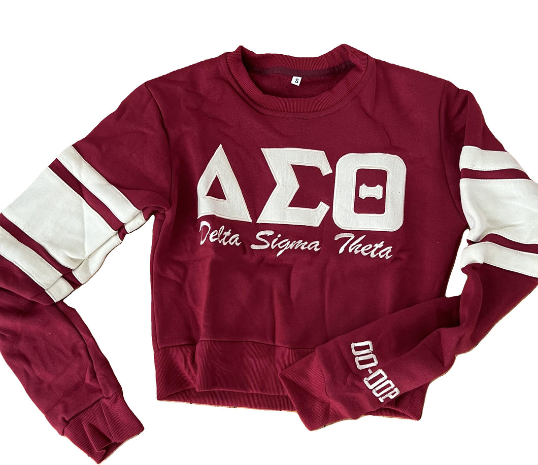 Varsity-Style Cropped Sweatshirt – Crimson & Cream “OO-OOP” Edition