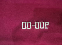 Load image into Gallery viewer, Varsity-Style Cropped Sweatshirt – Crimson &amp; Cream “OO-OOP” Edition

