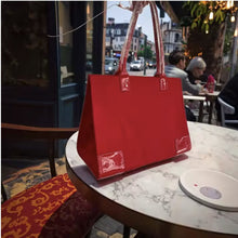 Load image into Gallery viewer, Black Nylon Tote Bag – Glossy Emblem Edition
