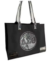 Load image into Gallery viewer, Black Nylon Tote Bag – Glossy Emblem Edition
