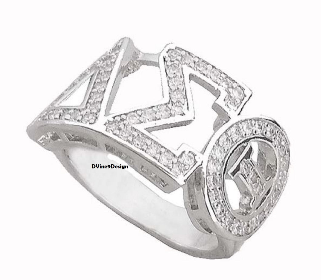 Delta Sigma Theta Sorority Greek Letter Engraved 925 Sterling Silver Ring