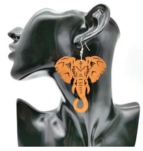 Load image into Gallery viewer, Delta Sigma Theta Wooden Elephant Earrings
