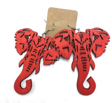 Load image into Gallery viewer, Delta Sigma Theta Wooden Elephant Earrings
