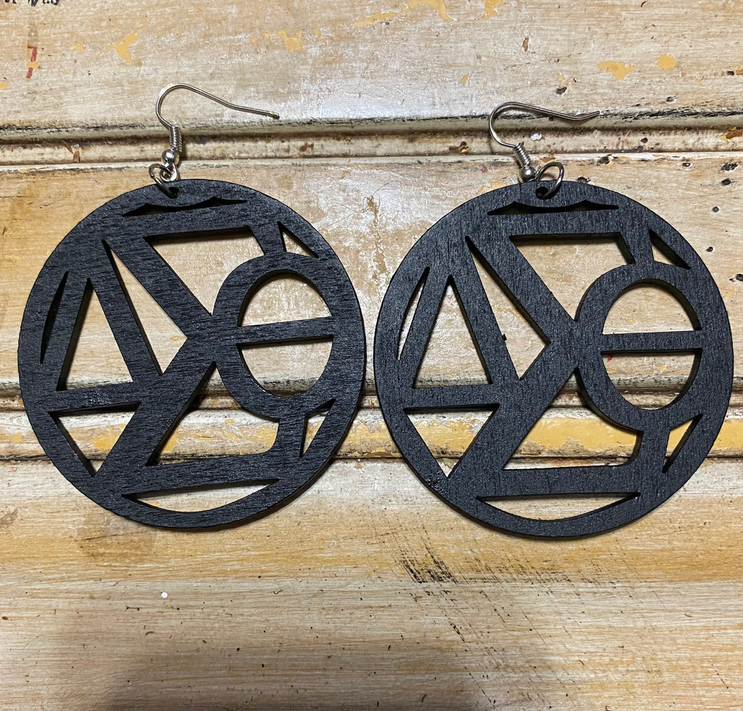 Delta Sigma Theta Large Circle Wooden Earrings