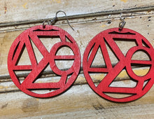 Load image into Gallery viewer, Delta Sigma Theta Large Circle Wooden Earrings
