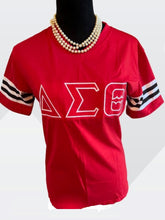Load image into Gallery viewer, Delta Sigma Theta Stripe Sleeve Tee
