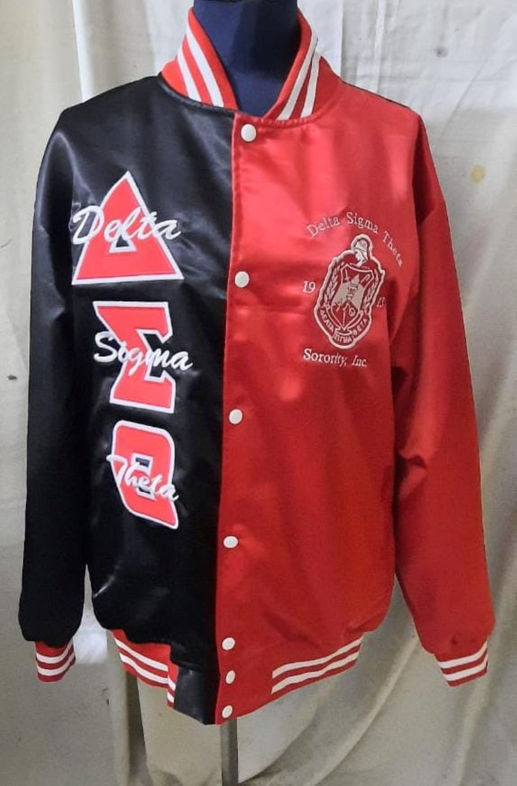 Two-Tone Satin Varsity Jacket